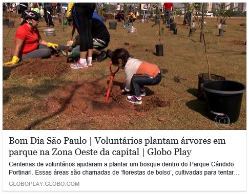 Voluntários plantam árvores em parque na Zona Oeste da capital (Globo)